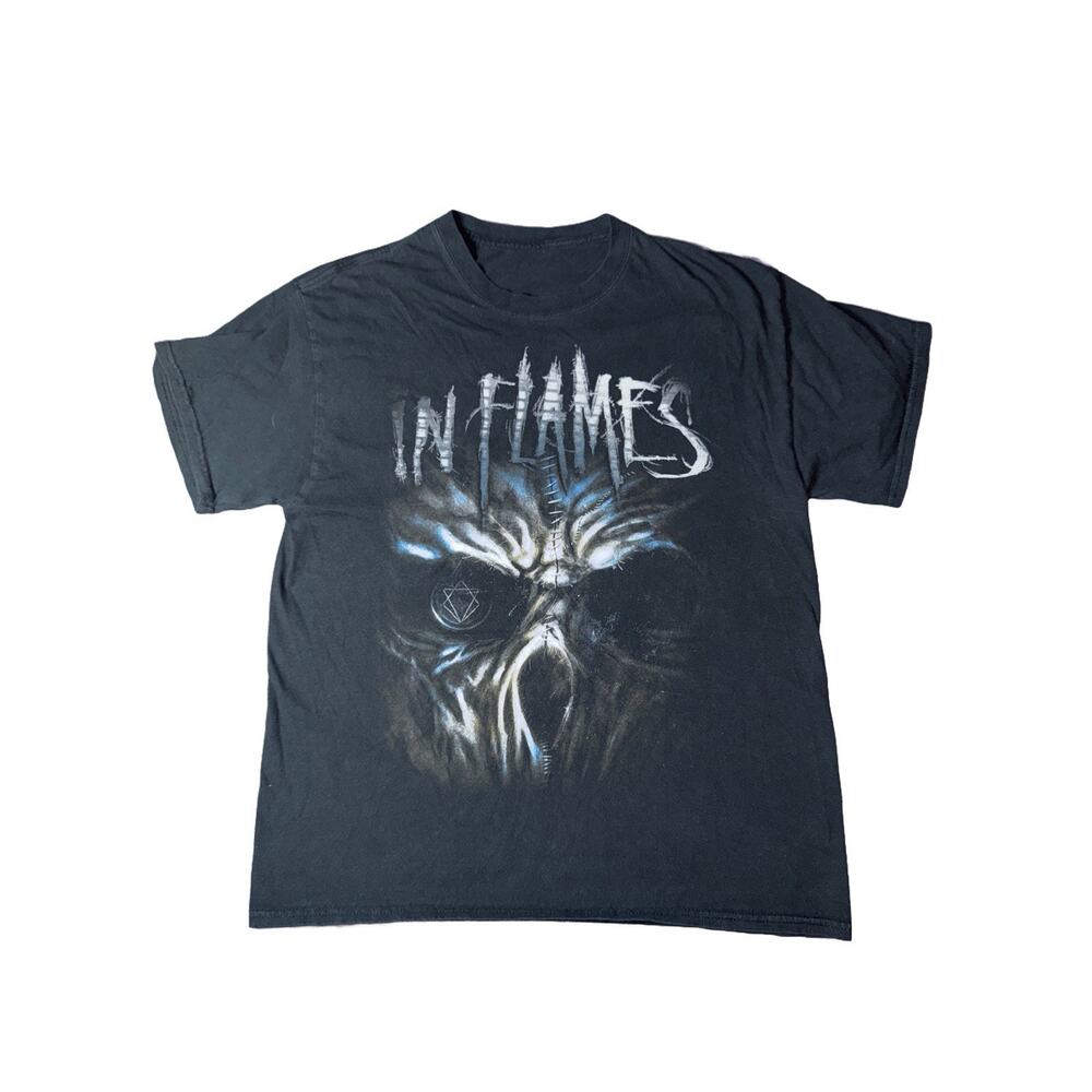 Rare In Flames Vintage Ghost In My Head Black T-Shirt Metal Band Y2K Music AOP